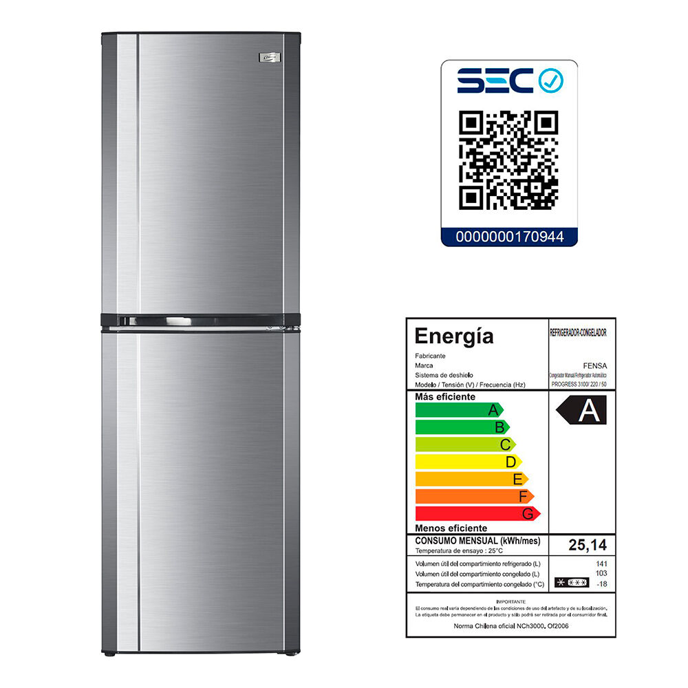 Refrigerador Bottom Freezer Fensa Progress 3100 Plus / Frío Directo / 244 Litros / A image number 9.0